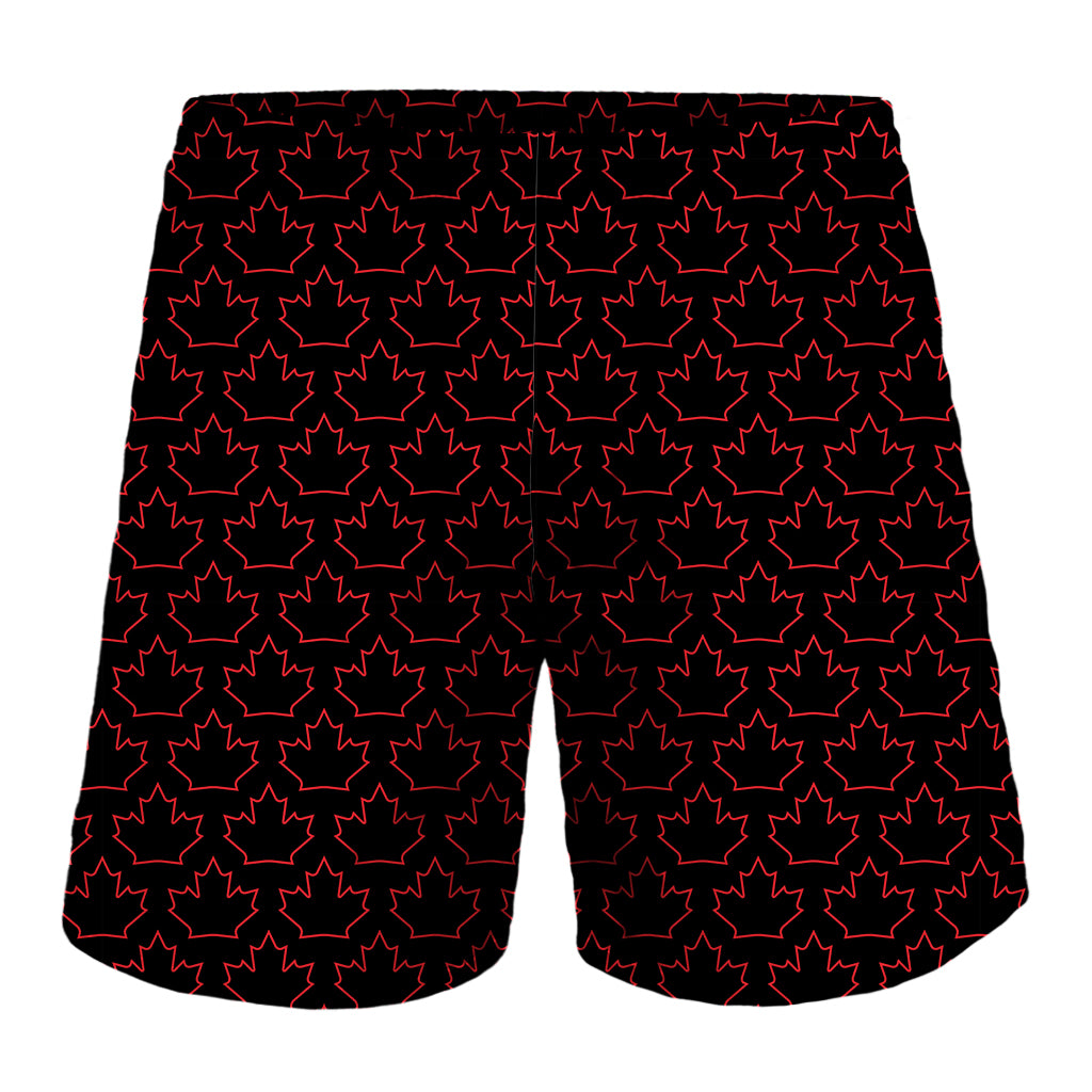 Black And Red Canadian Maple Leaf Print Men's Shorts