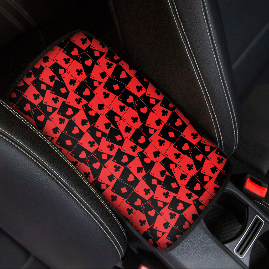 Black And Red Casino Card Pattern Print Car Center Console Cover