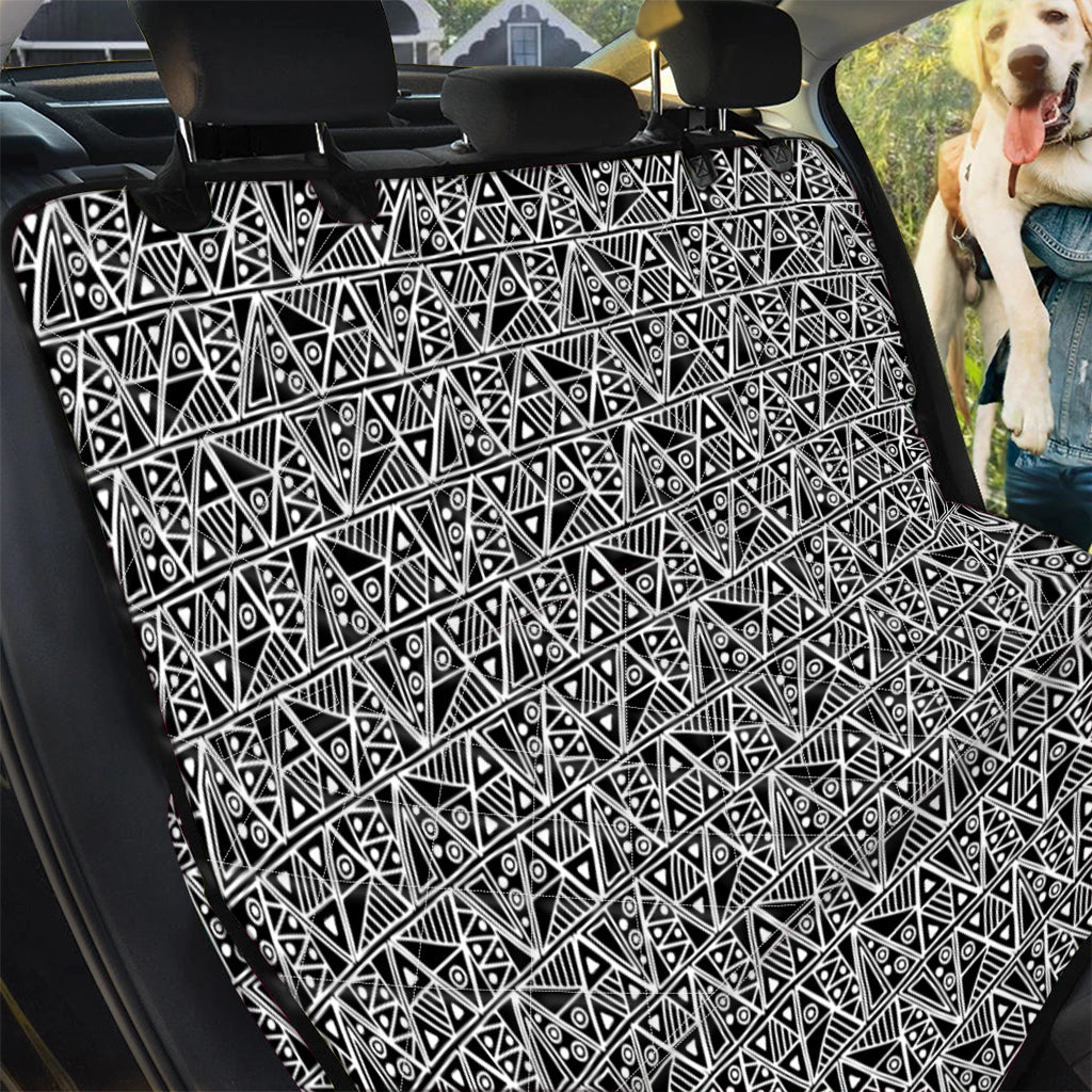 Black And White African Ethnic Print Pet Car Back Seat Cover