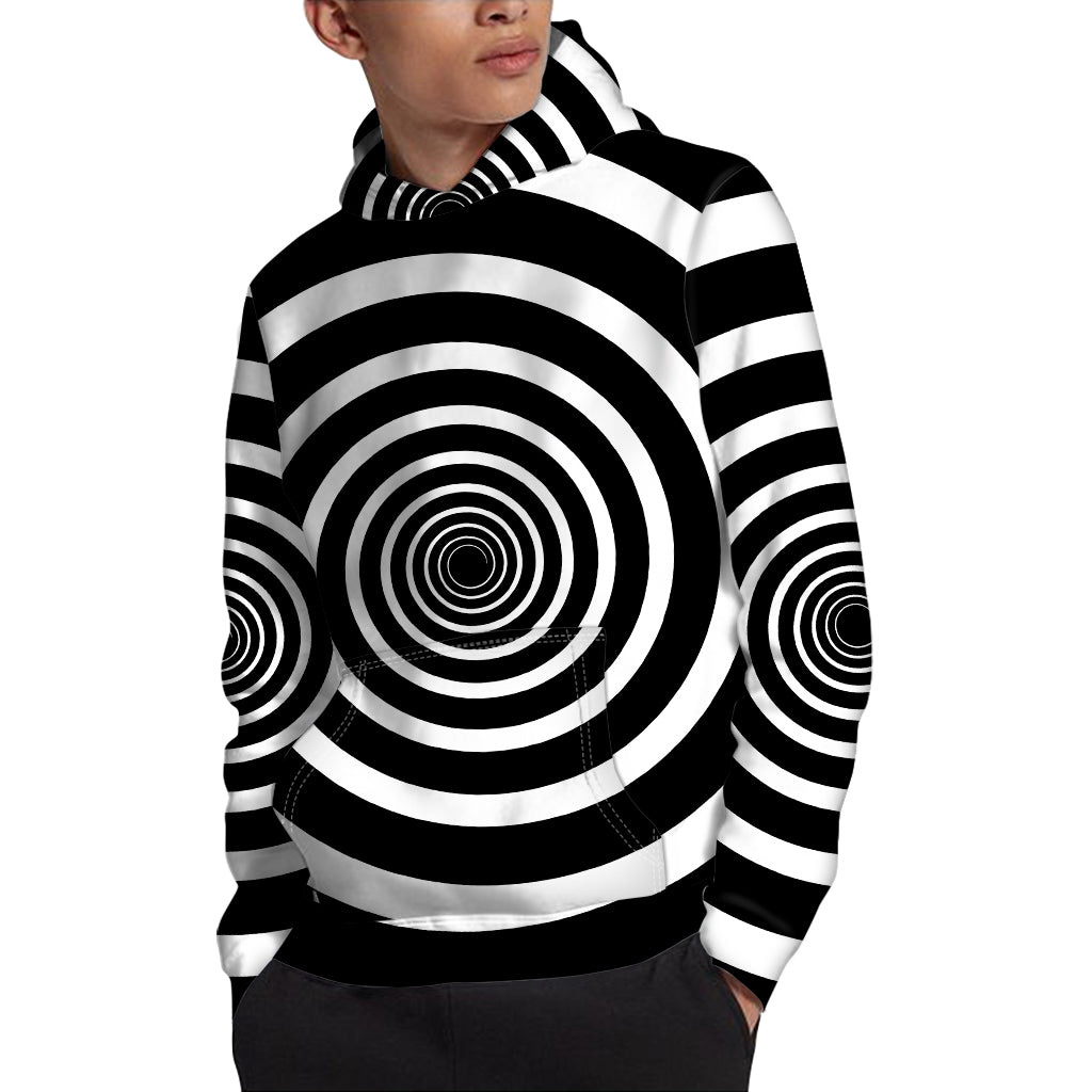 Black And White Circle Swirl Print Pullover Hoodie