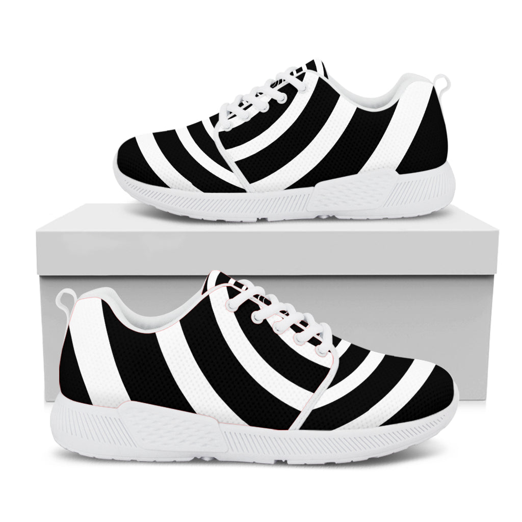 Black And White Circle Swirl Print White Athletic Shoes