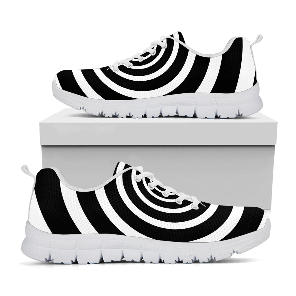 Black And White Circle Swirl Print White Sneakers