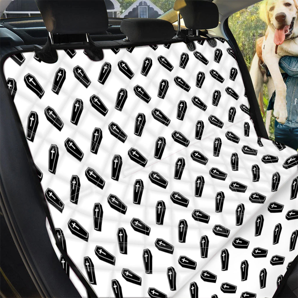 Black And White Coffin Pattern Print Pet Car Back Seat Cover