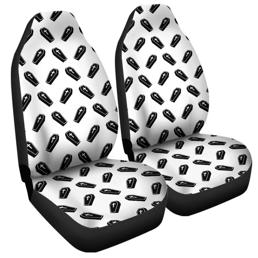 Black And White Coffin Pattern Print Universal Fit Car Seat Covers