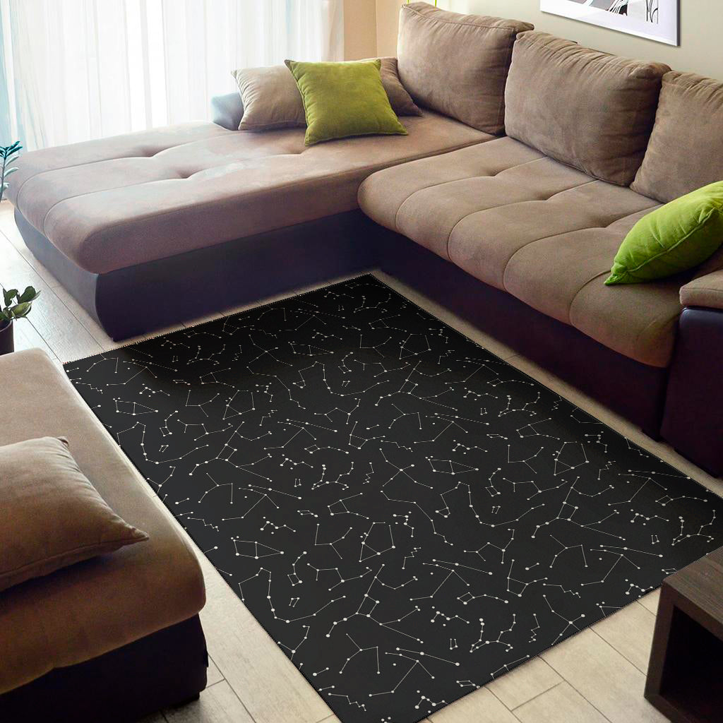 Black And White Constellation Print Area Rug