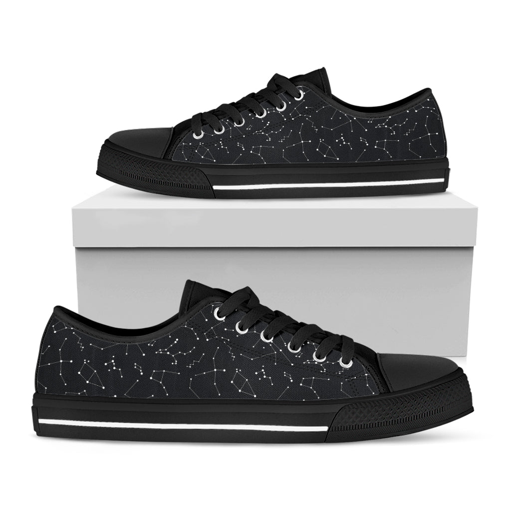 Black And White Constellation Print Black Low Top Shoes