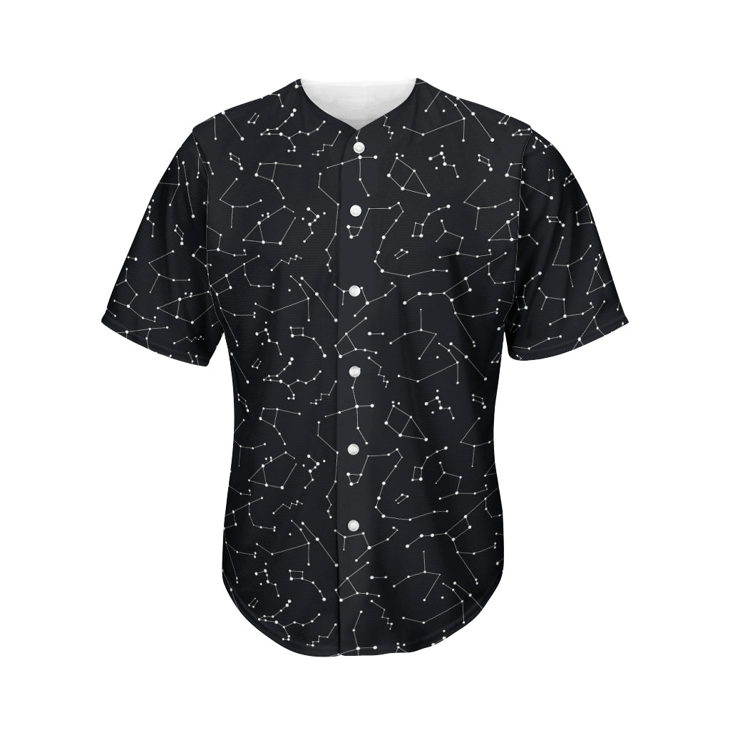 Black And White Constellation Print Men's Baseball Jersey