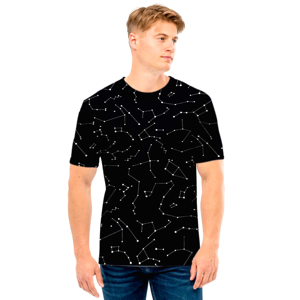 Black And White Constellation Print Men's T-Shirt