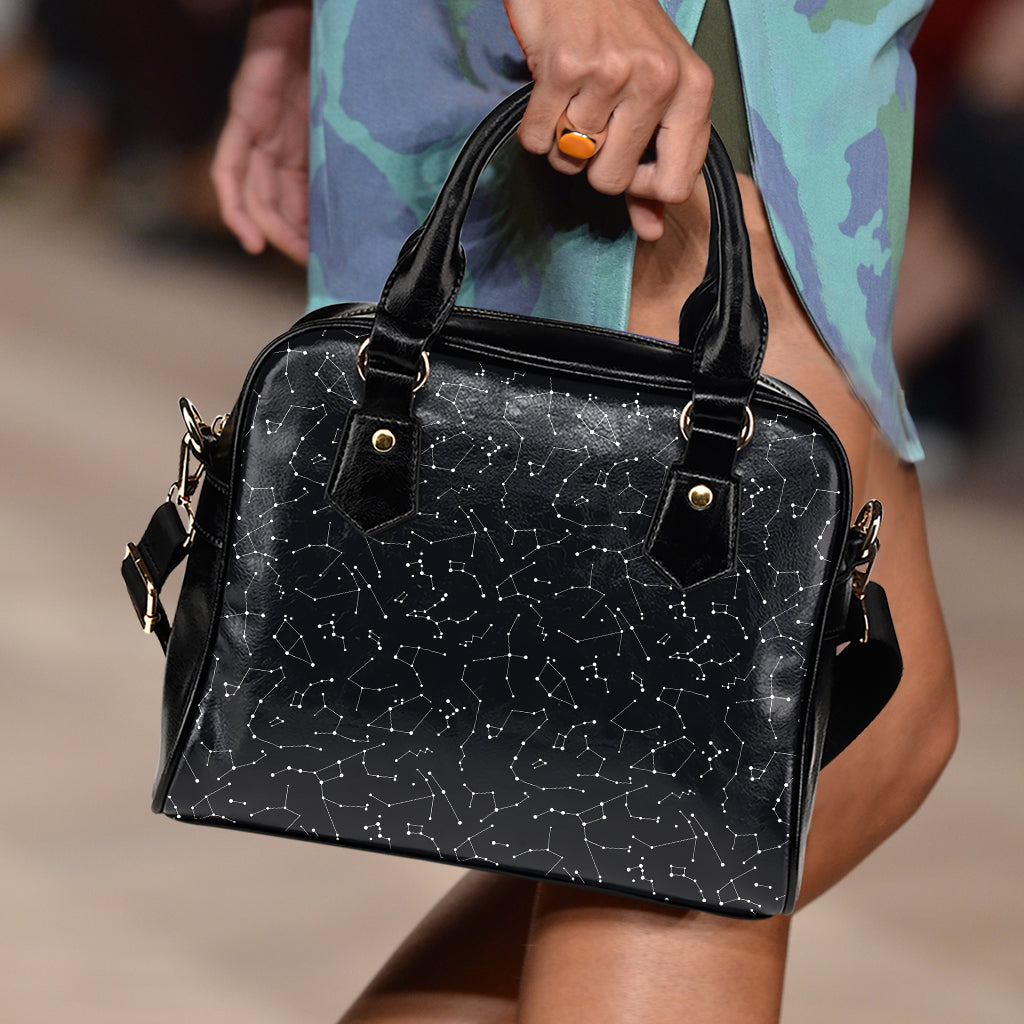 Black And White Constellation Print Shoulder Handbag