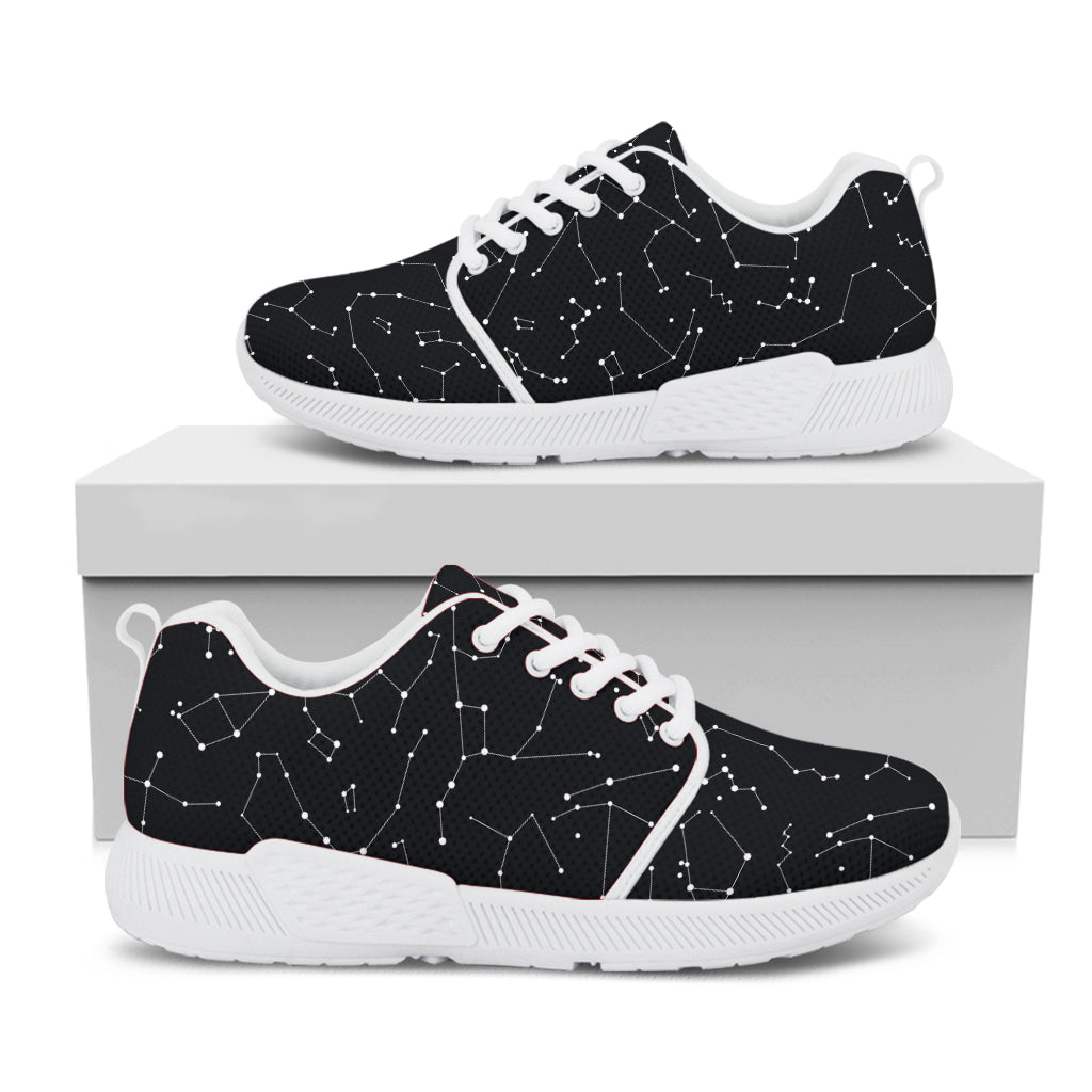 Black And White Constellation Print White Athletic Shoes