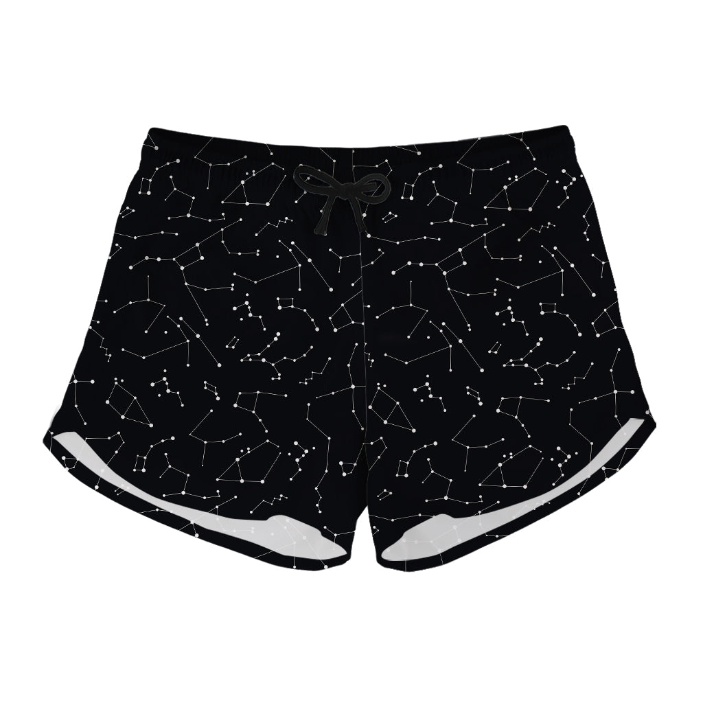 Black And White Constellation Print Women's Shorts