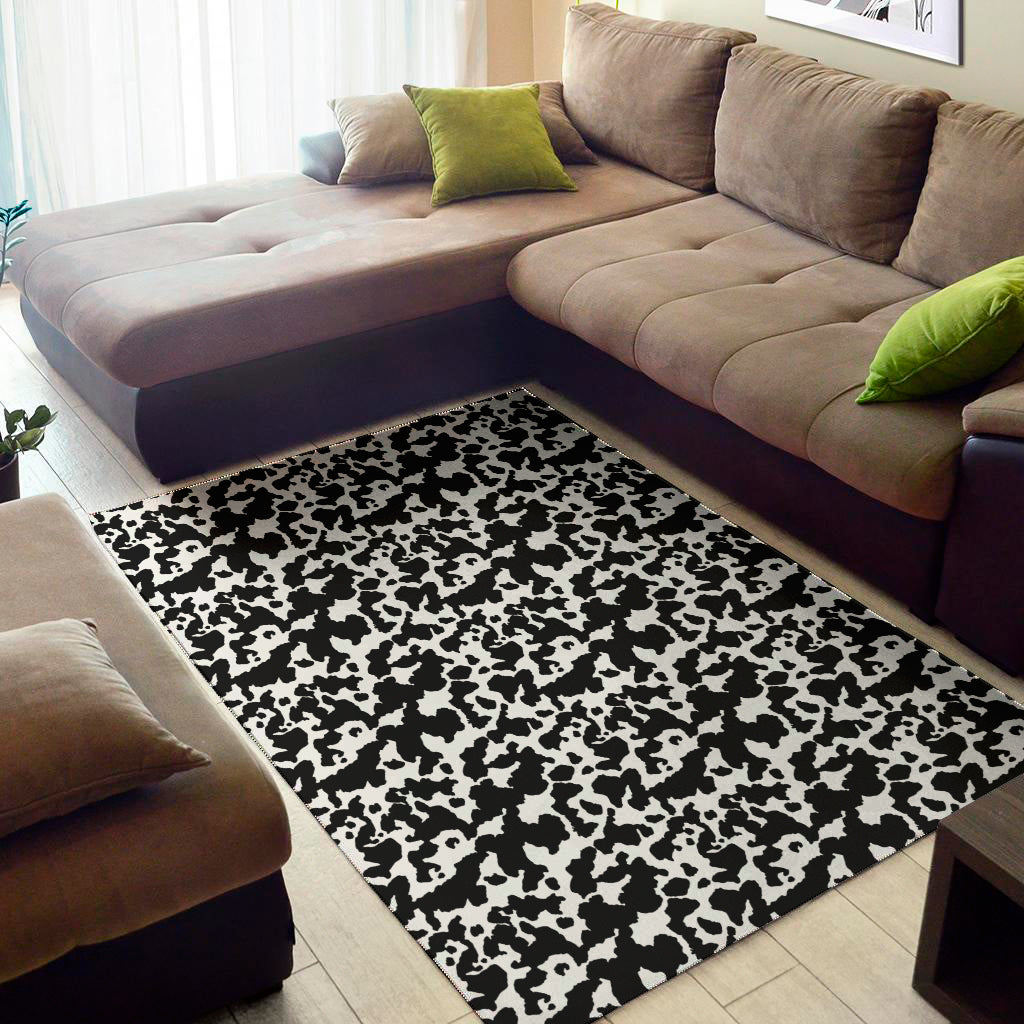 Black And White Cow Pattern Print Area Rug