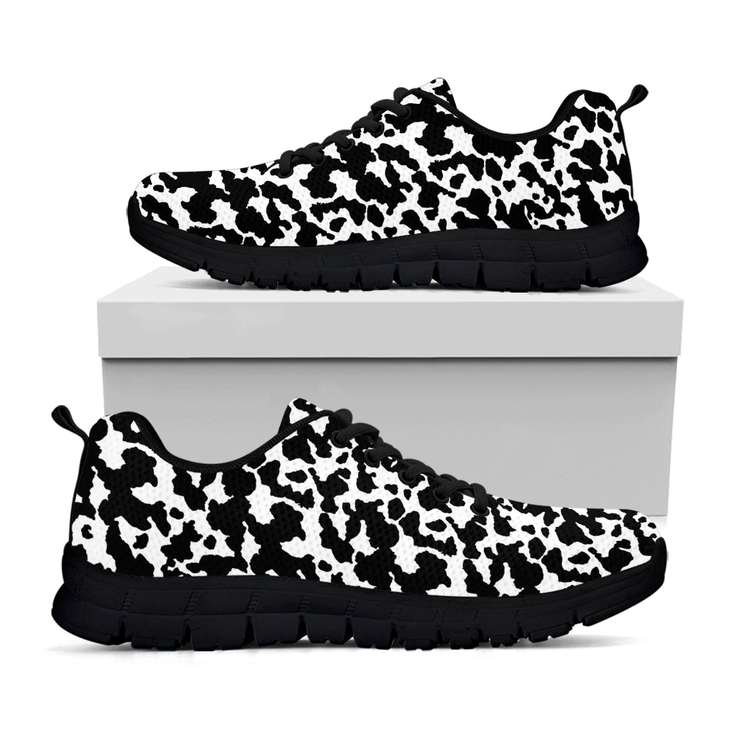 Black And White Cow Pattern Print Black Sneakers