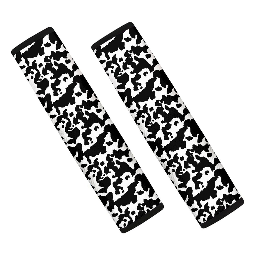 Black And White Cow Pattern Print Car Seat Belt Covers