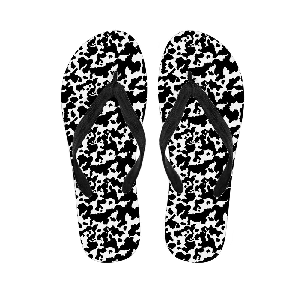 Black And White Cow Pattern Print Flip Flops