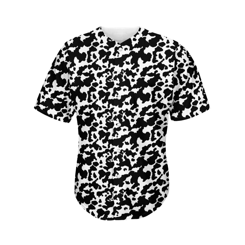 Black And White Cow Pattern Print Men's Baseball Jersey
