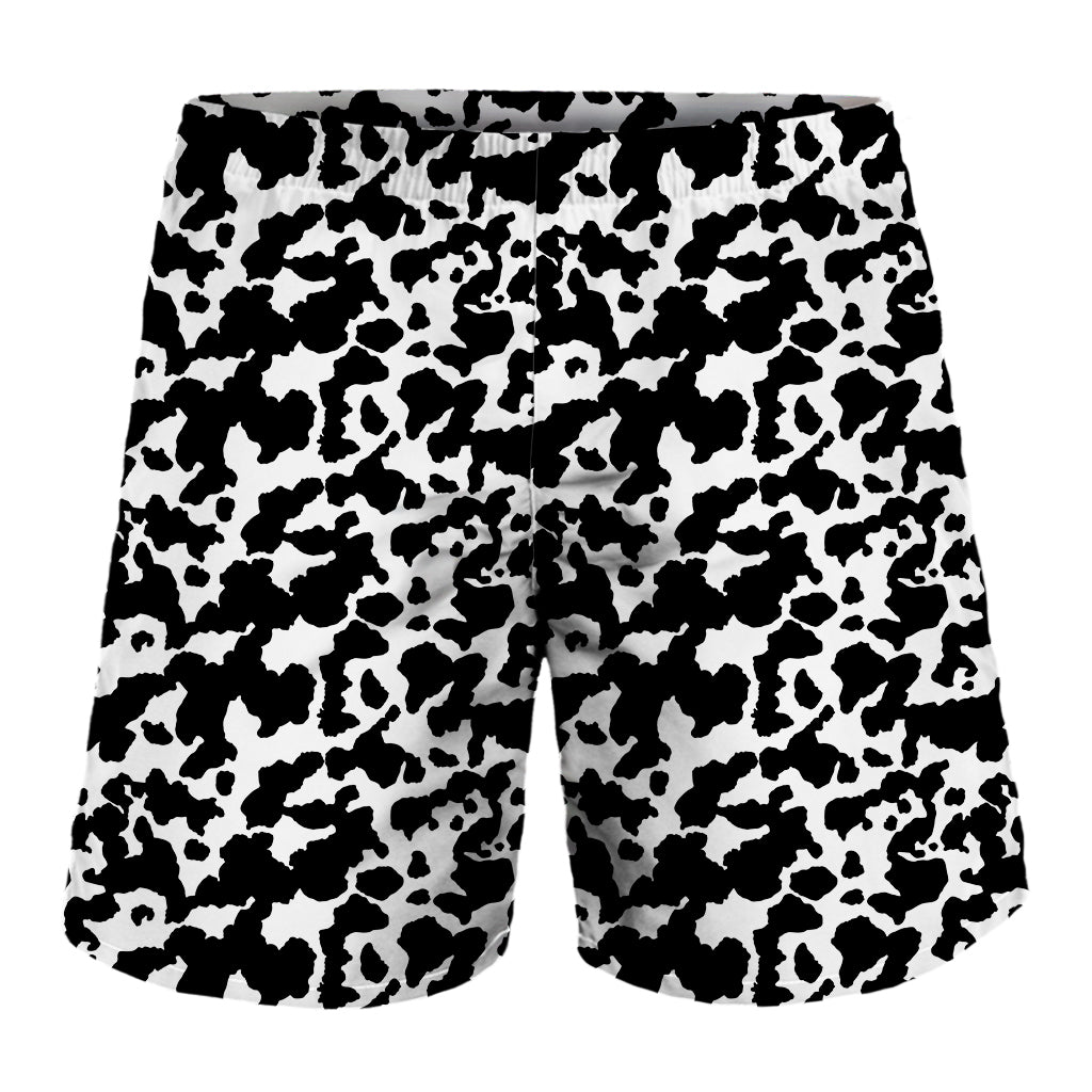 Black And White Cow Pattern Print Men's Shorts