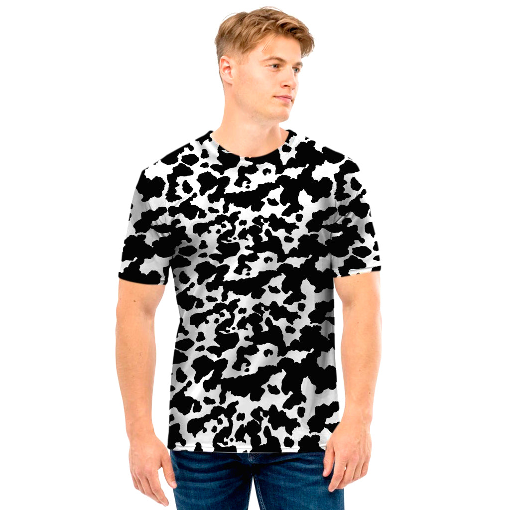 Black And White Cow Pattern Print Men's T-Shirt