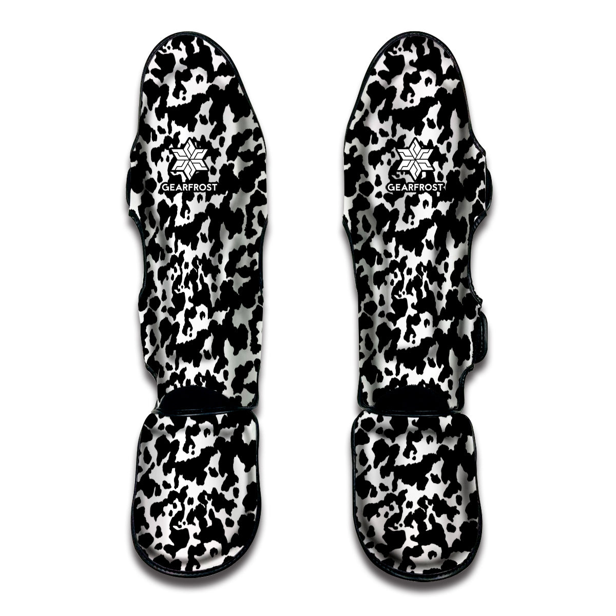 Black And White Cow Pattern Print Muay Thai Shin Guards