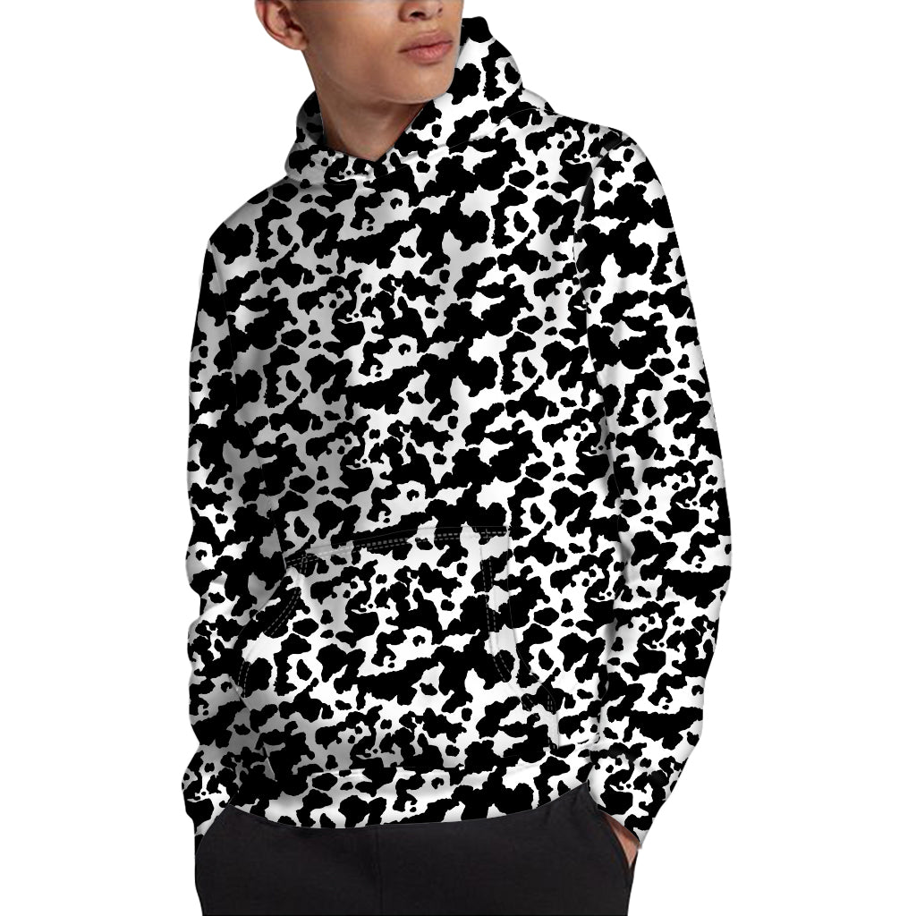 Black And White Cow Pattern Print Pullover Hoodie