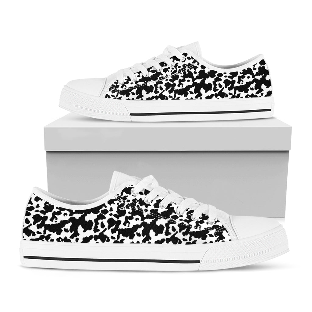 Black And White Cow Pattern Print White Low Top Shoes