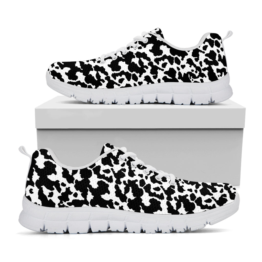 Black And White Cow Pattern Print White Sneakers