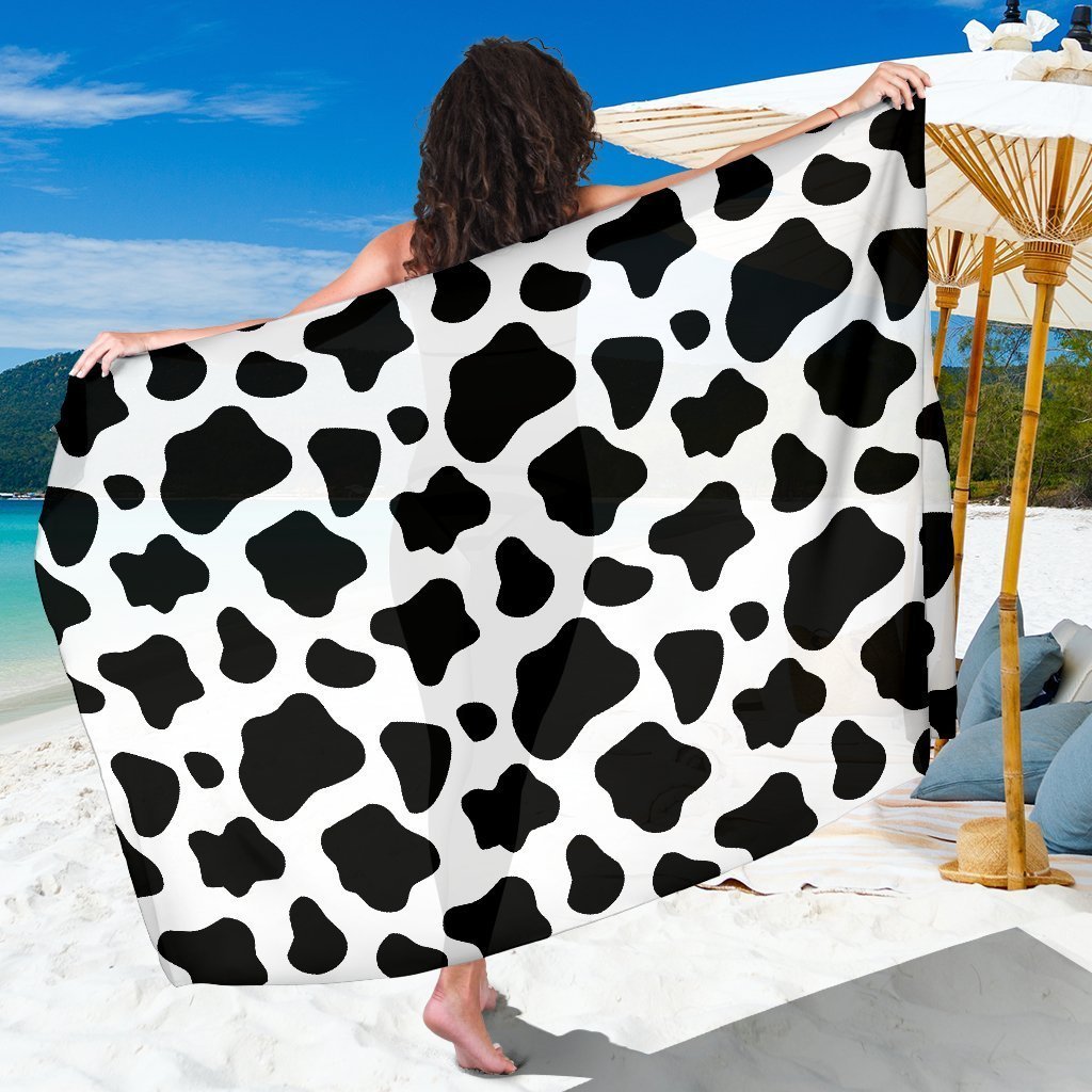 Black And White Cow Print Beach Sarong Wrap