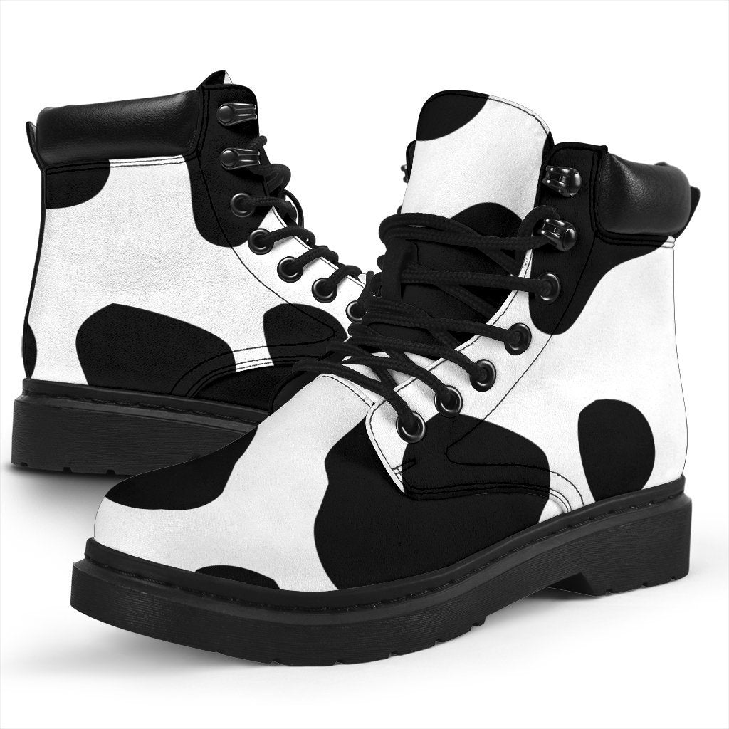 Black And White Cow Print Classic Boots