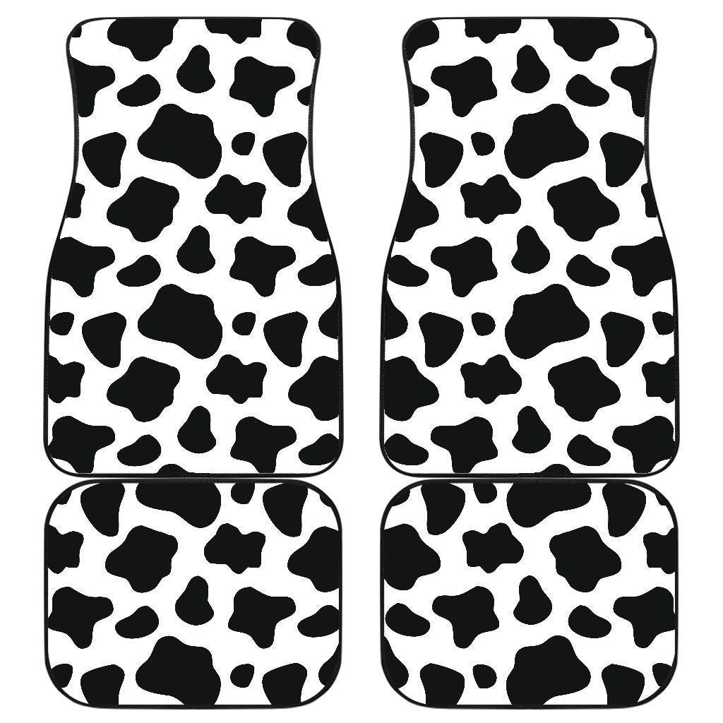 Black And White Cow Print Front and Back Car Floor Mats