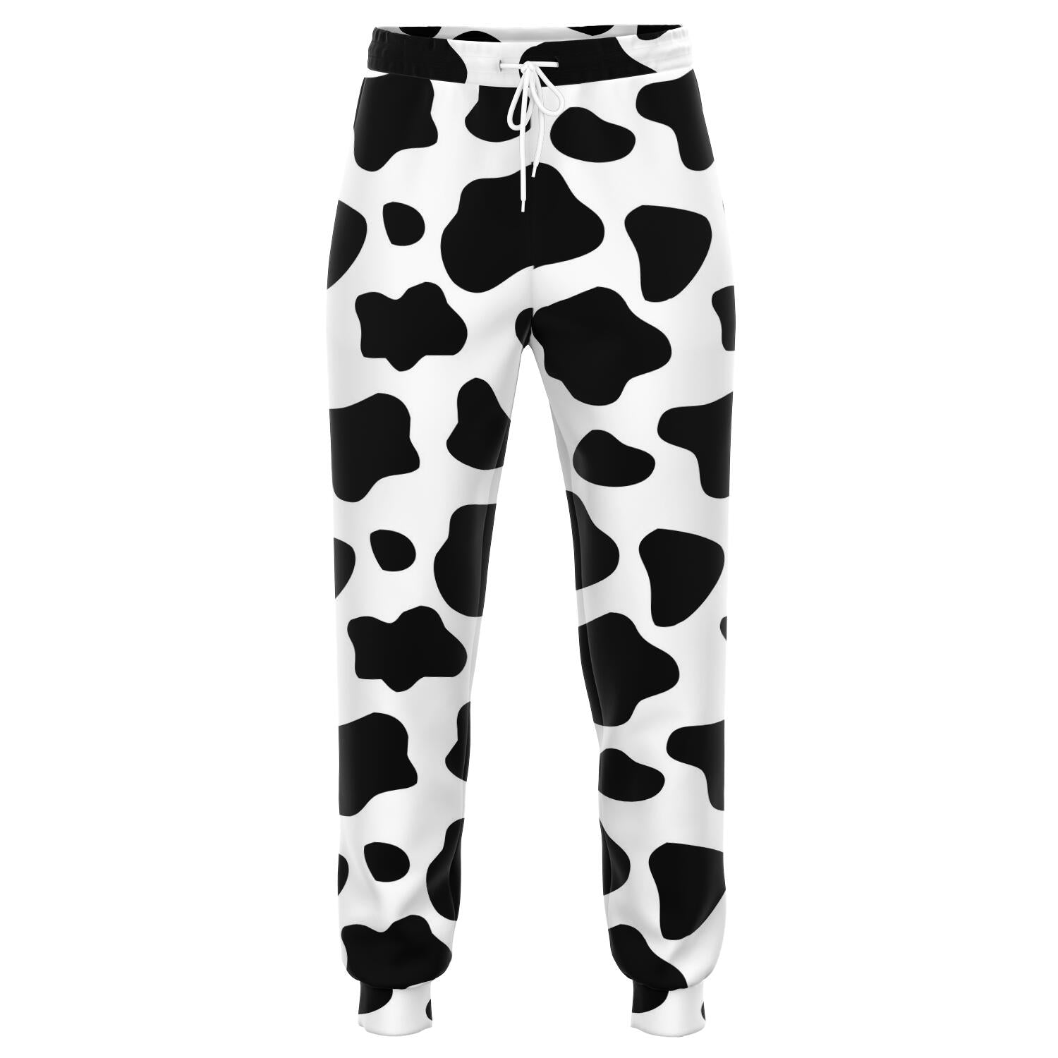 Black And White Cow Print Jogger Pants