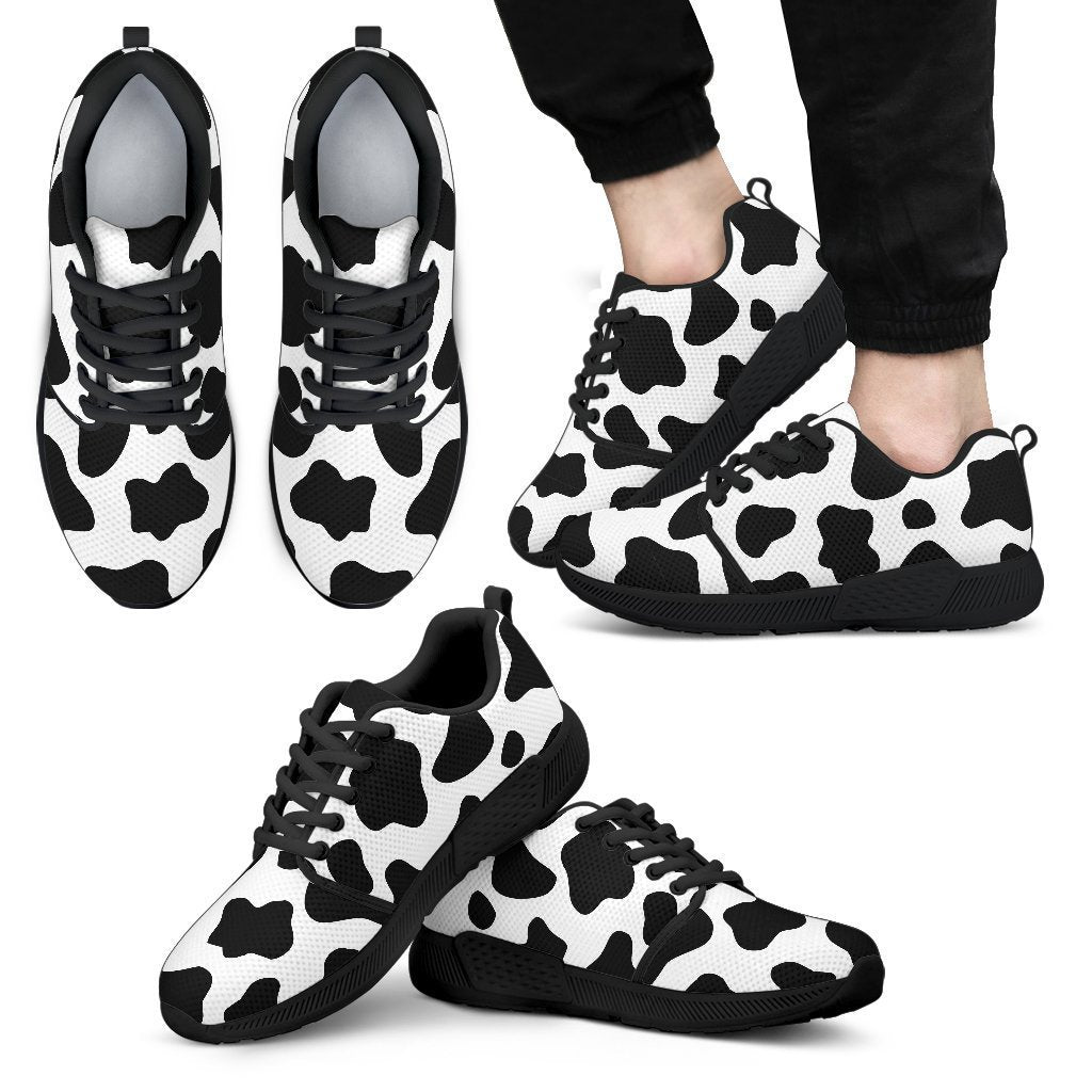 Black And White Cow Print Men's Athletic Shoes