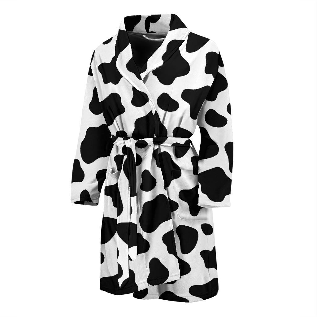 Black And White Cow Print Men's Bathrobe