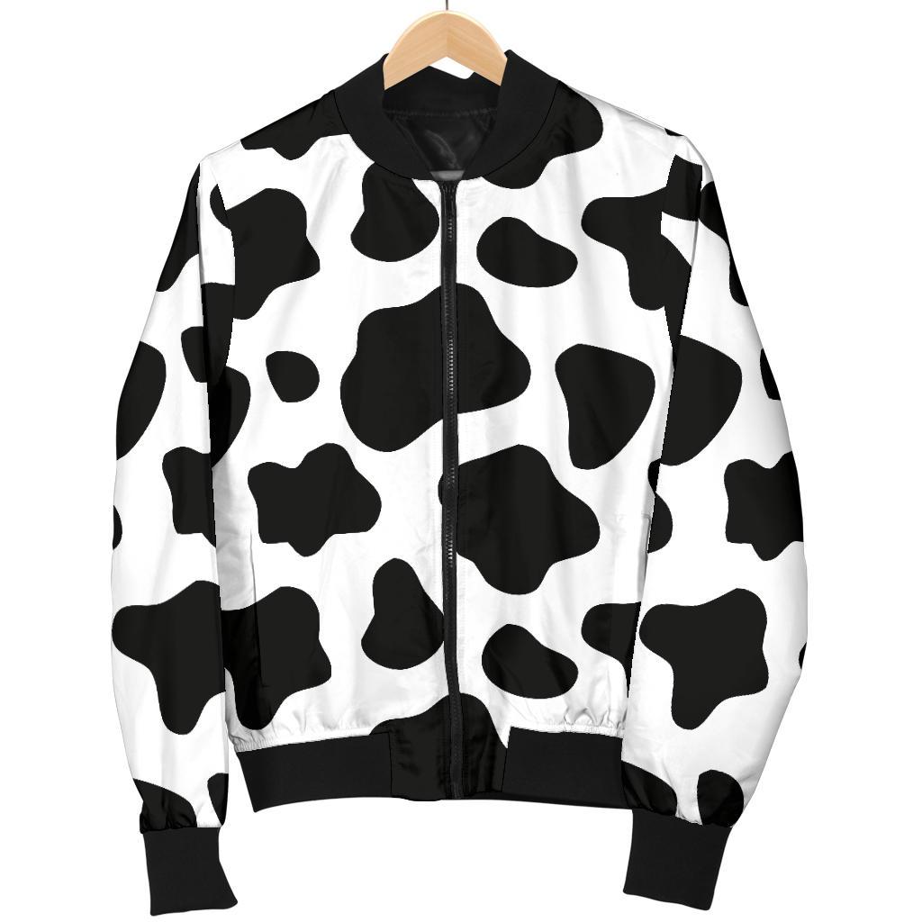 Black And White Cow Print Men's Bomber Jacket