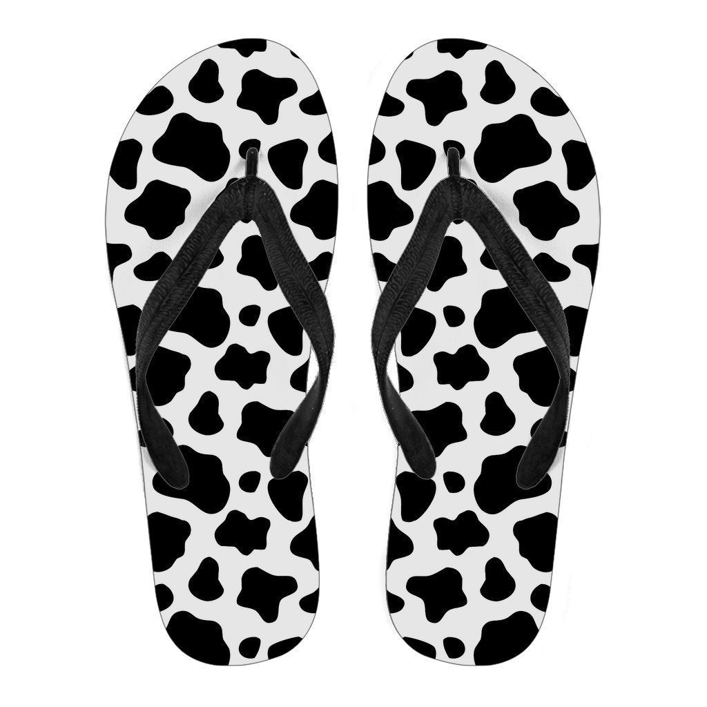 Black And White Cow Print Men's Flip Flops