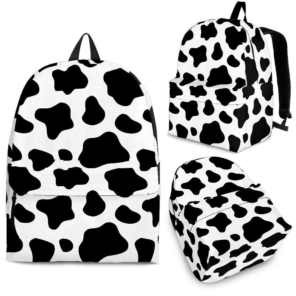 Black And White Cow Print School Backpack