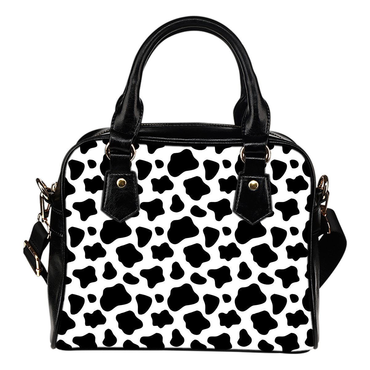 Black And White Cow Print Shoulder Handbag