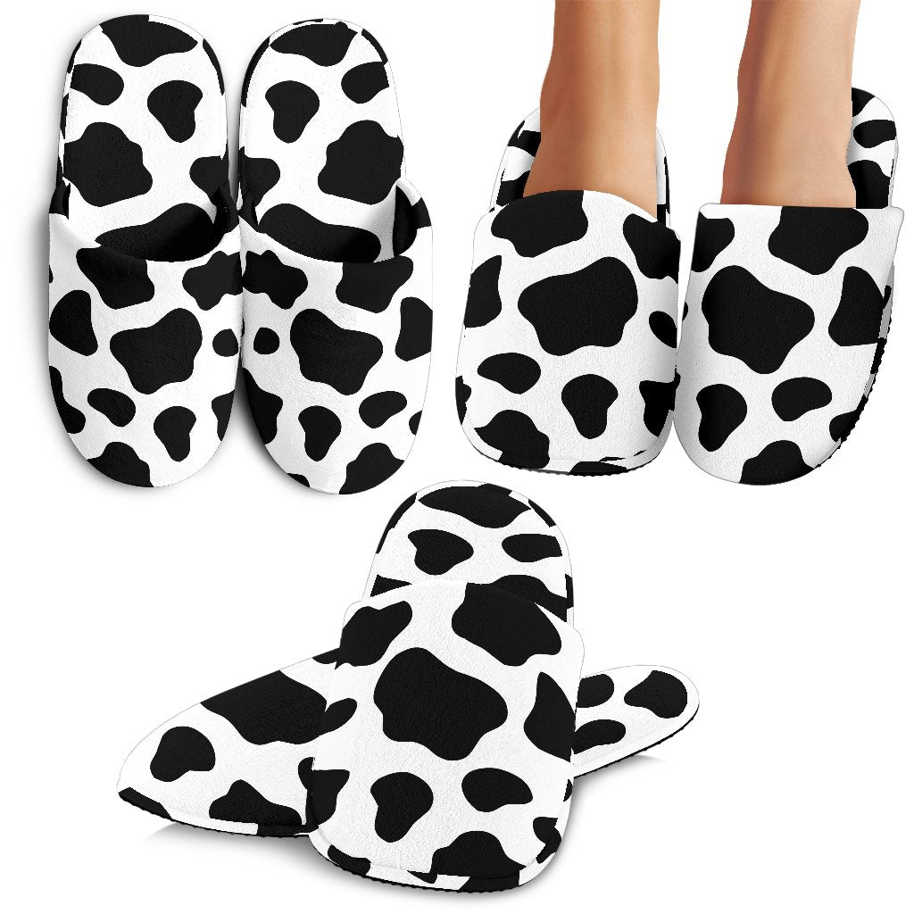 Black And White Cow Print Slippers