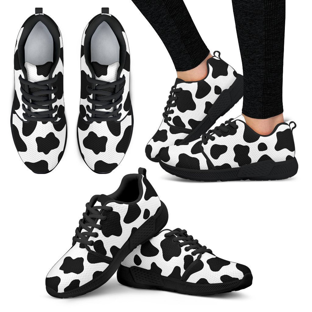 Black And White Cow Print Women's Athletic Shoes