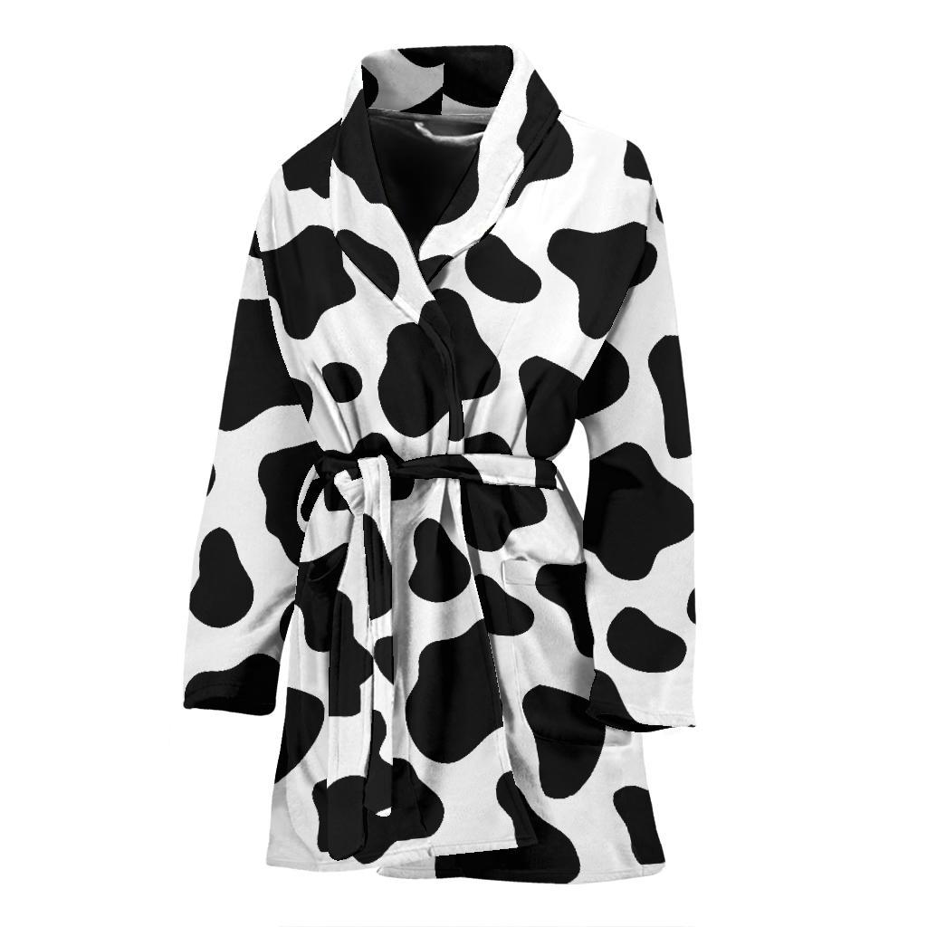 Black And White Cow Print Women's Bathrobe