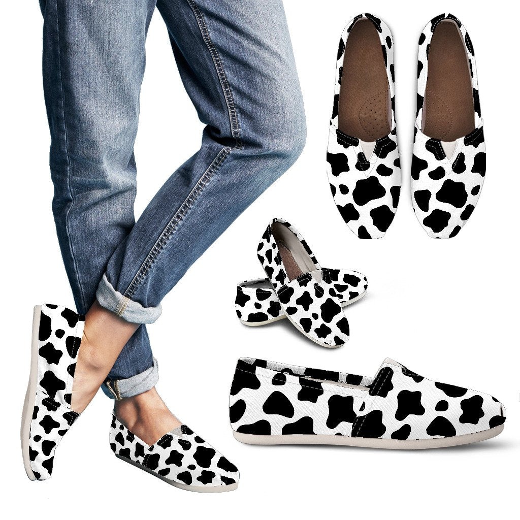 Black And White Cow Print Women's Casual Canvas Shoes