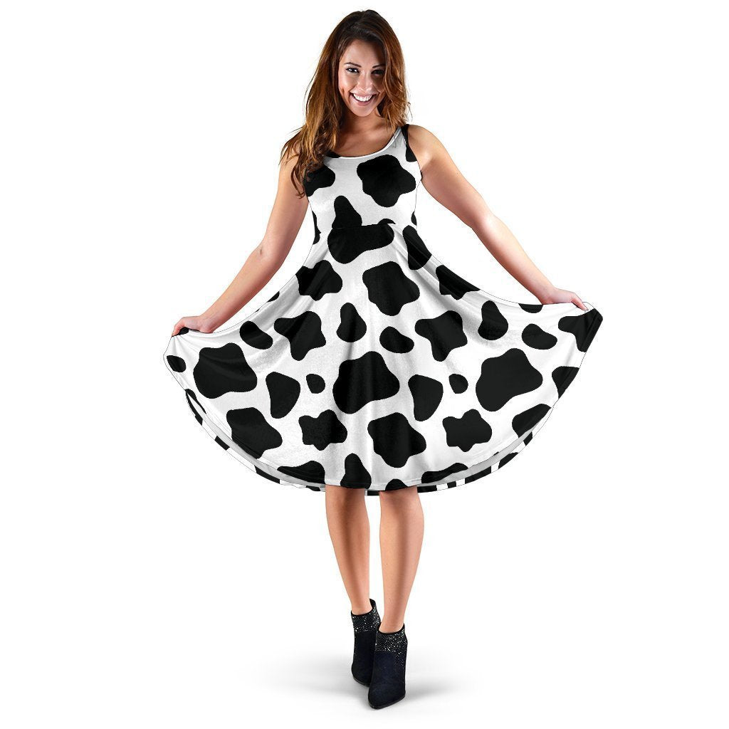 Black And White Cow Print Women's Dress