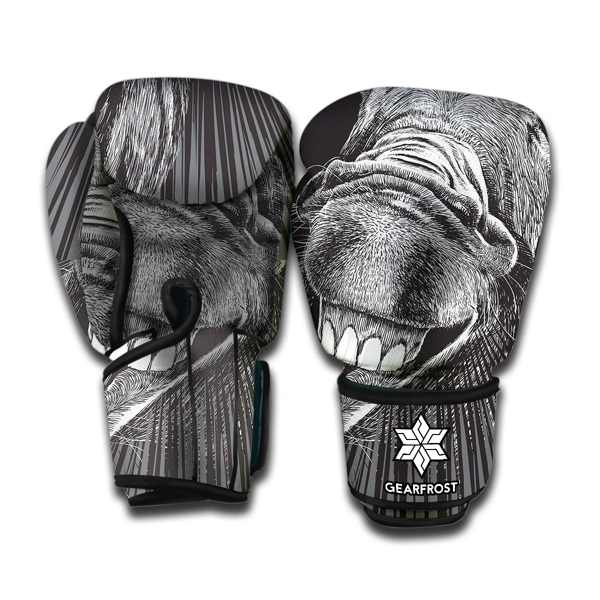 Black And White Crazy Donkey Print Boxing Gloves