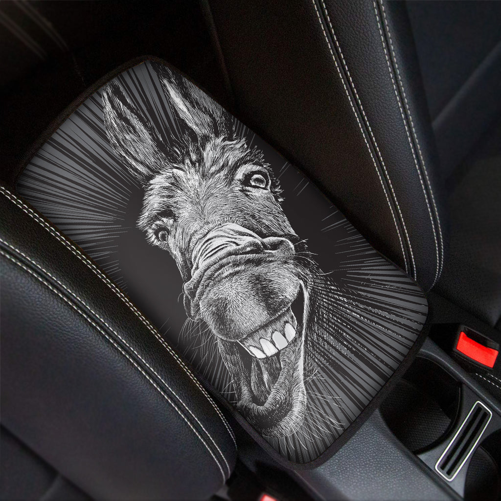 Black And White Crazy Donkey Print Car Center Console Cover