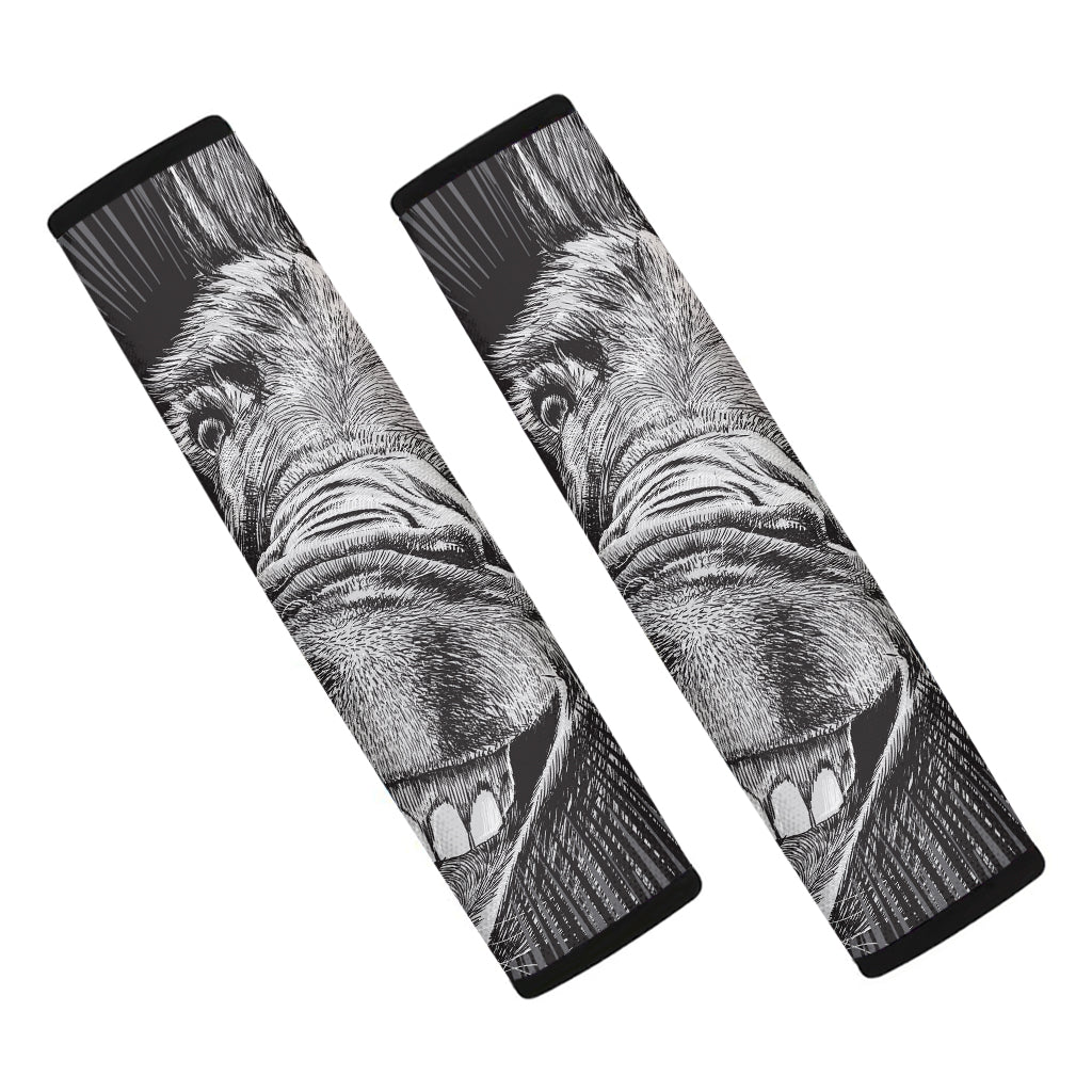 Black And White Crazy Donkey Print Car Seat Belt Covers