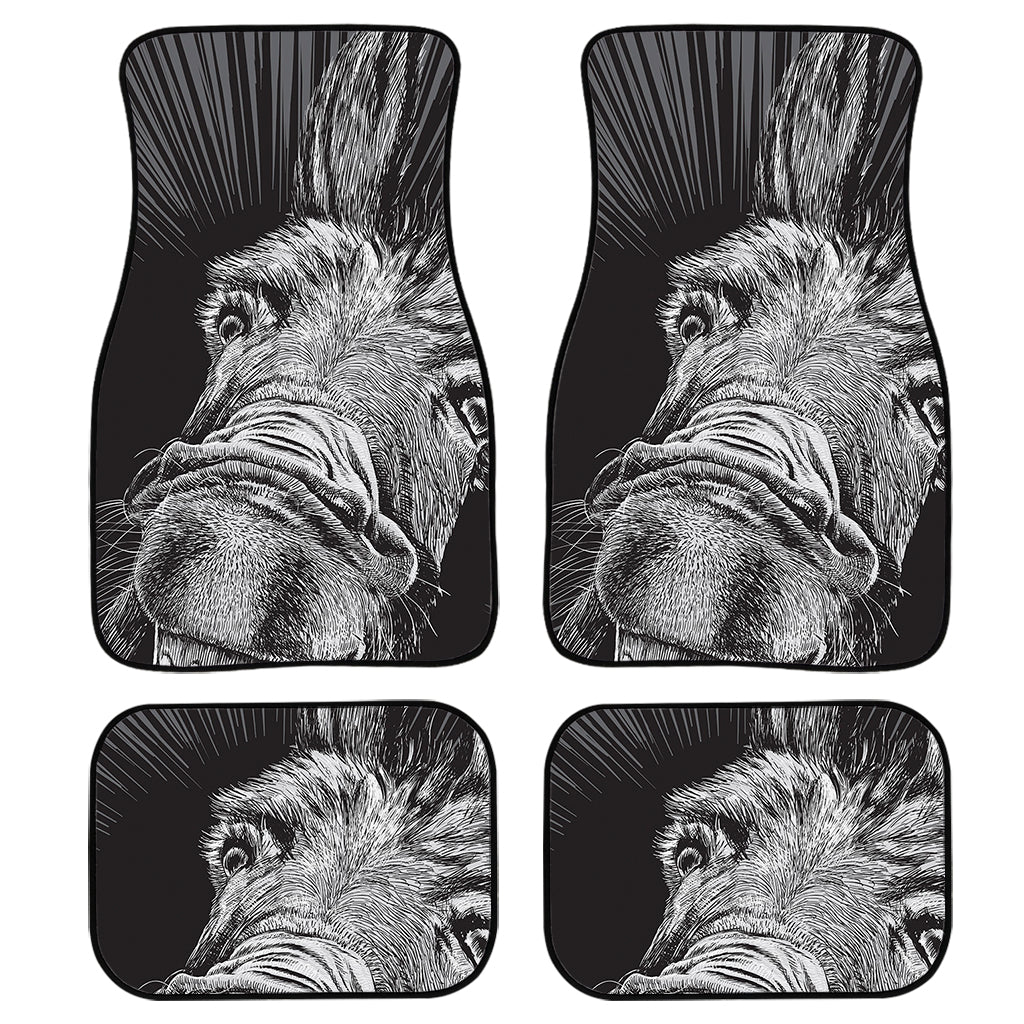 Black And White Crazy Donkey Print Front and Back Car Floor Mats