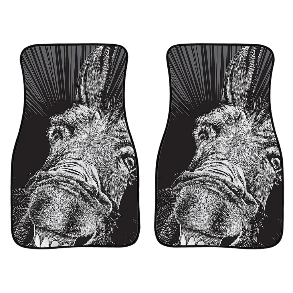 Black And White Crazy Donkey Print Front Car Floor Mats