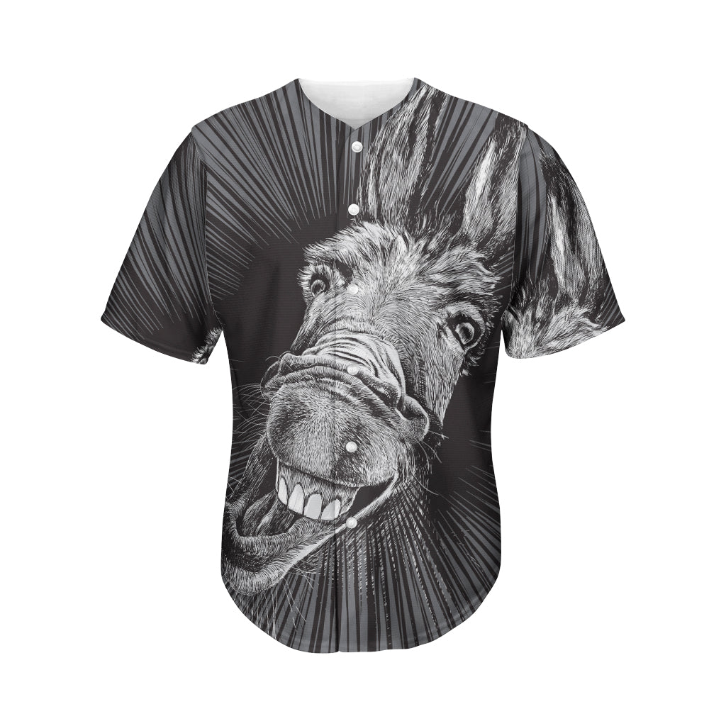 Black And White Crazy Donkey Print Men's Baseball Jersey