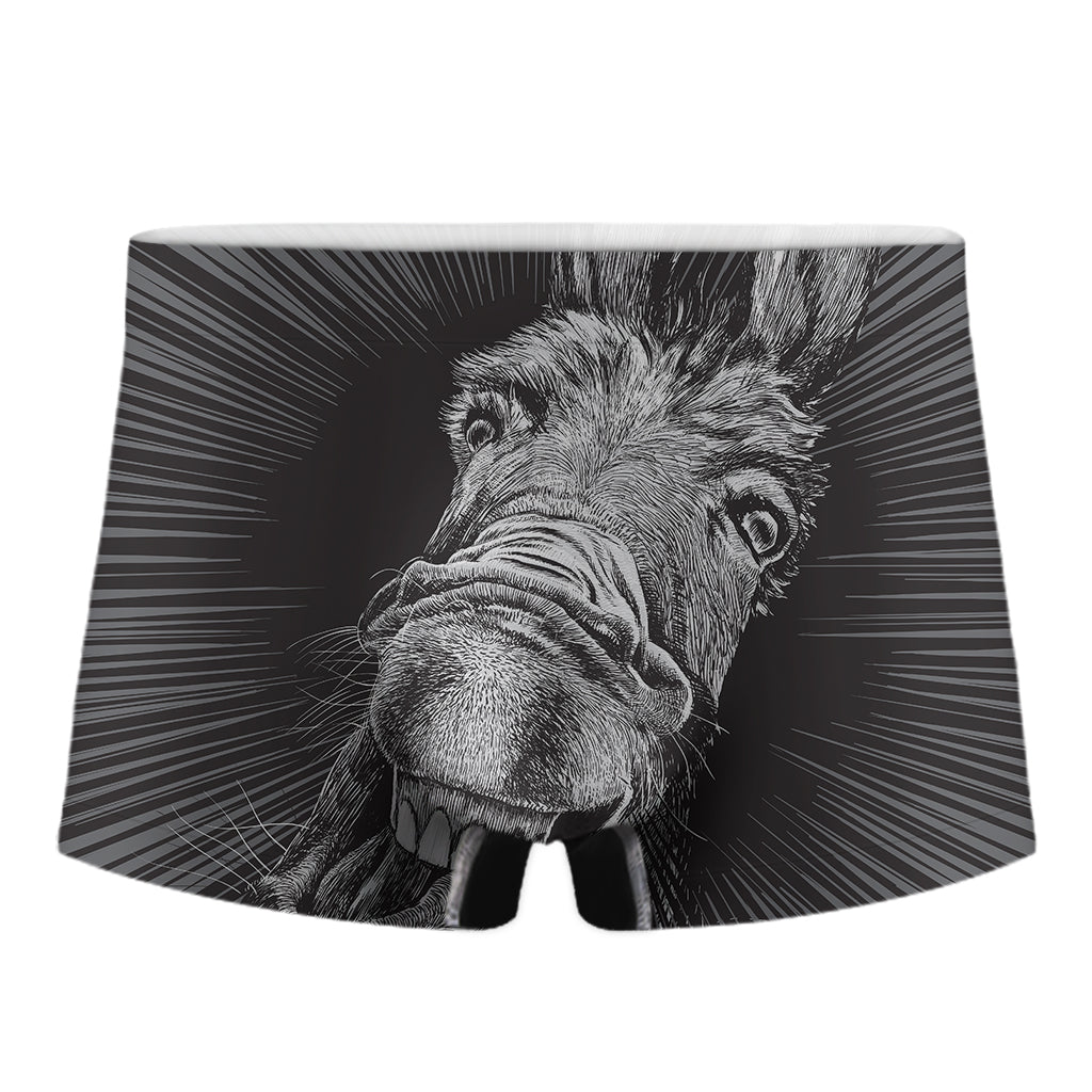 Black And White Crazy Donkey Print Men's Boxer Briefs