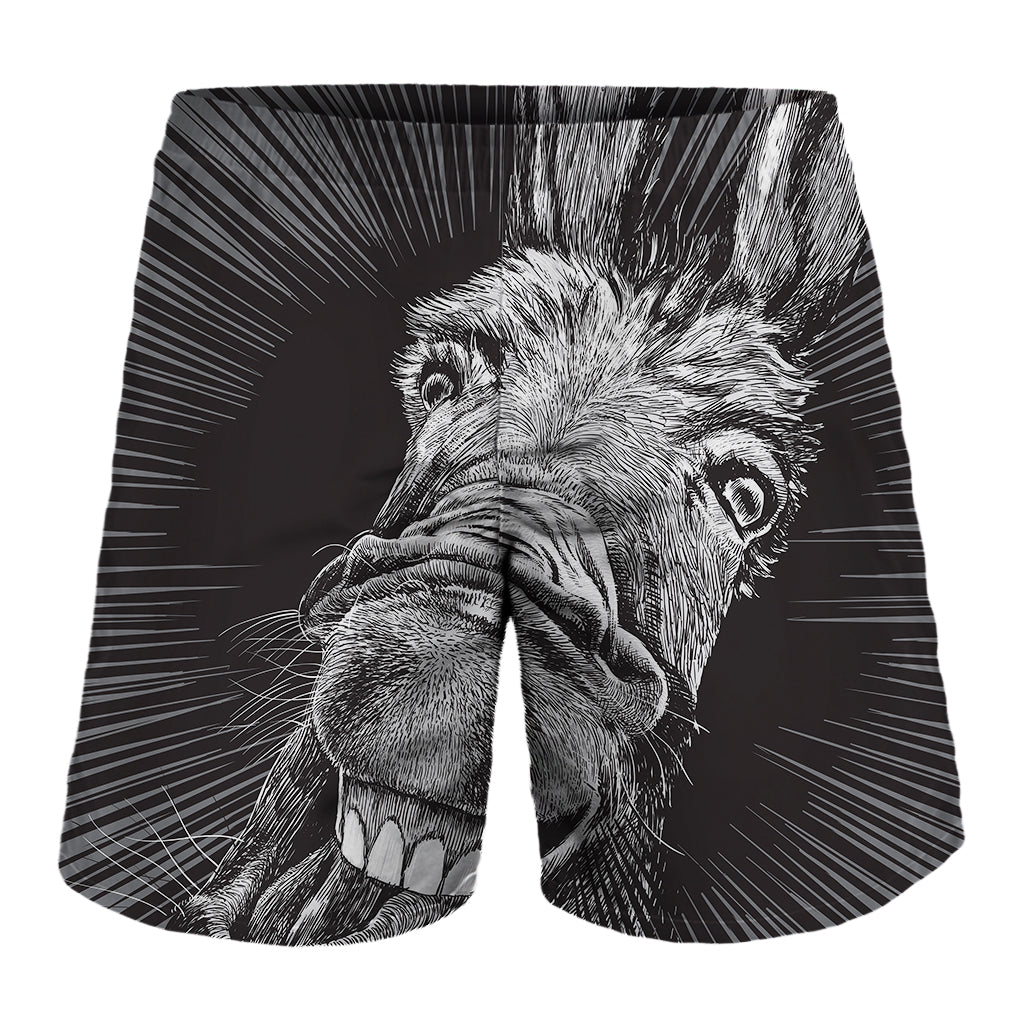 Black And White Crazy Donkey Print Men's Shorts