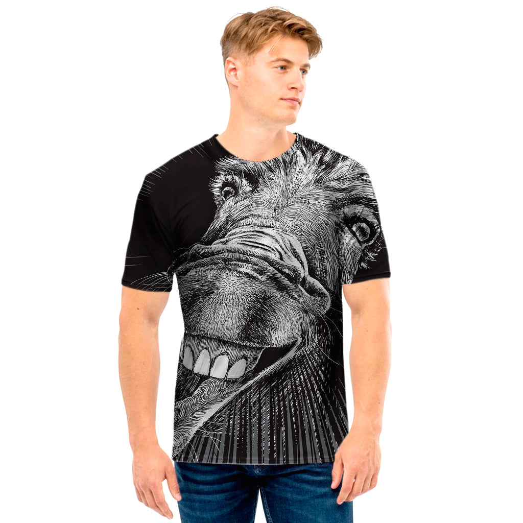 Black And White Crazy Donkey Print Men's T-Shirt